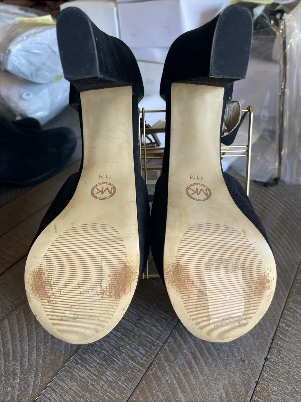 MICHAEL Michael Kors Black Suede Ankle-Strap Heels